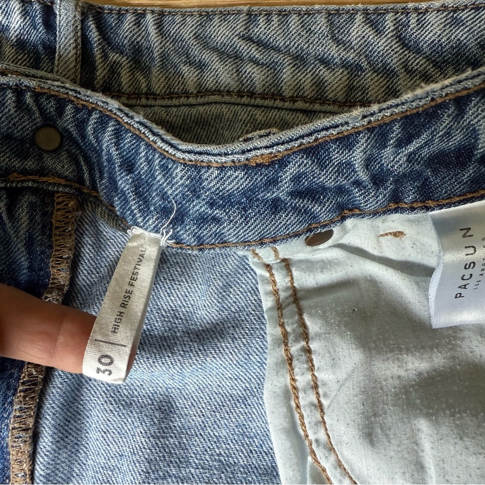 PacSun Blue‎ Distressed Jean Shorts High-Rise size 30 - Picture 5 of 11